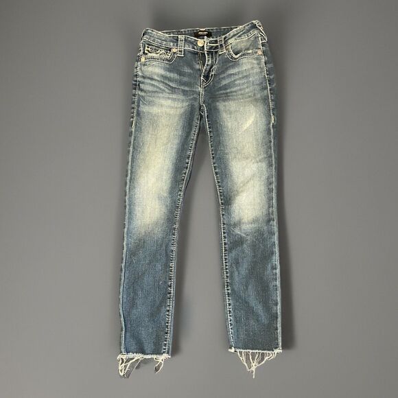 True Religion Jennie Curvy Mid Rise Denim Capri Size 27 Light Wash Jean - Picture 1 of 12